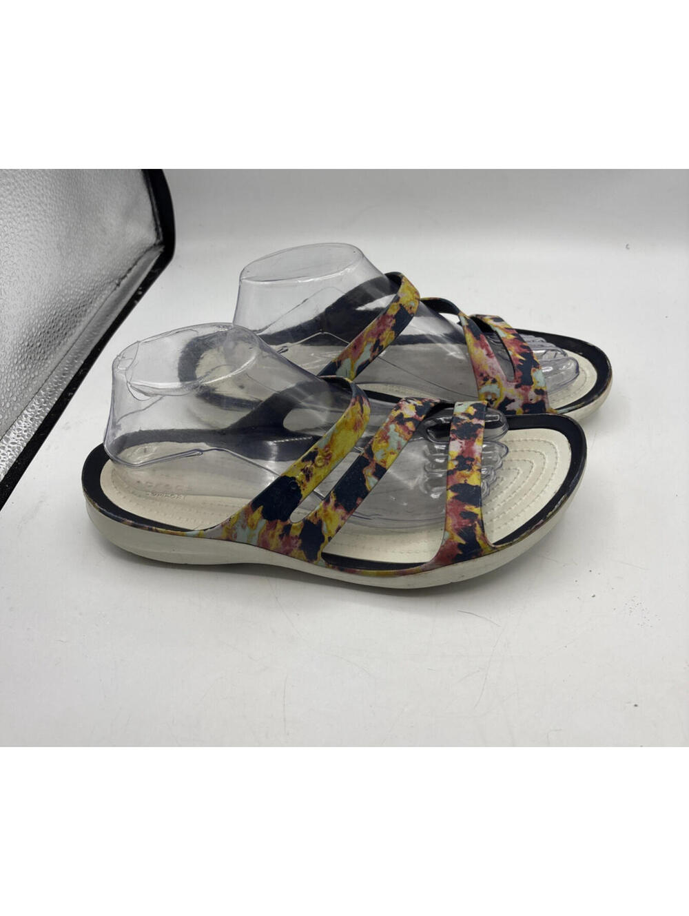 Crocs Women's Swiftwater Tie Dye Strappy Slide Sandals Size 10 Multicolored